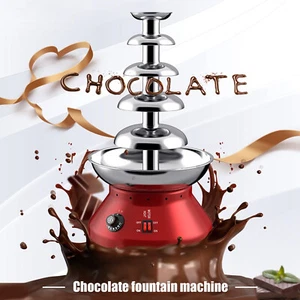 230W Commercial Chocolate Fountain 5 Tier Hot Chocolate Fondue Tower Red 110V - Picture 1 of 21