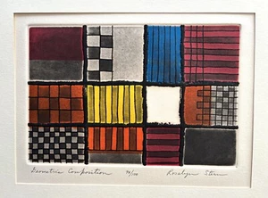Rosalyn Stern “Geometric Composition” Signed Numbered Midcentury Modern Etching - Picture 1 of 10