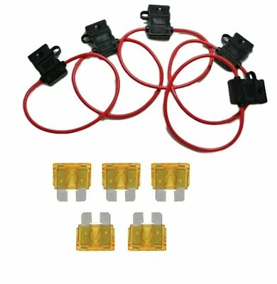 14 Gauge ATC ATO In-Line Fuse Holder Wire 12V Blade Waterproof 5 Pack 7.5 Amp - Image 1 of 3