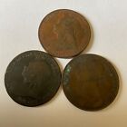 Three Queen Victoria One Penny Coins 2 X 1897 & 1886 Used Worn