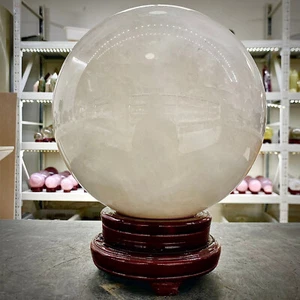 29.06LB Natural White Crystal Clear Quartz Crystal Sphere Ball Healing - Picture 1 of 14