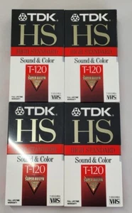 Lot Of 4 TDK Premium Quality HS VHS T-120 Factory Sealed New VHS Tapes - Picture 1 of 4