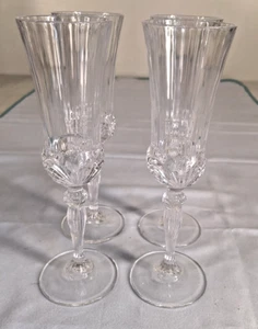 Set Of 4 Vintage Royal Crystal Rock Aurea 8.5” Crystal Champagne Flute Glasses - Picture 1 of 7