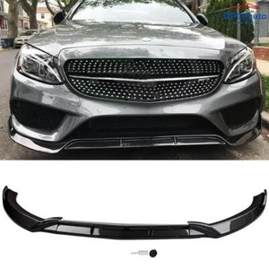 For 2015-18 Benz C-Class W205 Sport Carbon Fiber Look Front Bumper Lip Splitter - Picture 1 of 11