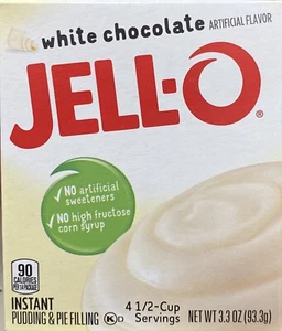 Jello CHOCOLATE BLANCO Instantáneo Pudín y Pastel Relleno Postre Mezcla Caja 3.3oz - Imagen 1 de 4