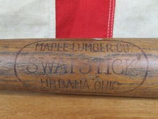 Vintage 1930s Maple Lumber Co.Wood Swat Stick Baseball Bat E243 Urbana,OH 30"