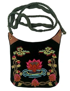 The Pyramid Collection bestickte Lotus Handtasche in rot - Bild 1 von 4