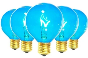 25 Blue Light Bulbs C-9 Vintage G50 Patio Lights Blue 11-Watt 130-Volt E17 - Picture 1 of 5