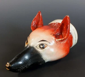 SUPERB 19th. CENTURY STAFFORDSHIRE POTTERY FOX HEAD STIRRUP CUP - Picture 1 of 9