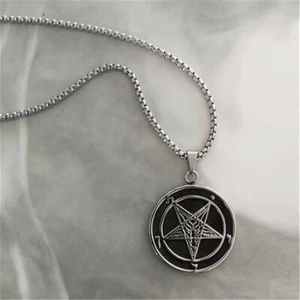 Sigil of Satan Lucifer Pendant Pentagram Occult Necklace Pagan Wiccan Amulet - Picture 1 of 8