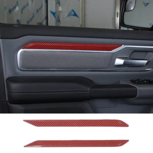 Tiras de decoración de puertas interiores para Dodge Ram 1500 2018 + fibra roja de carbono - Imagen 1 de 7