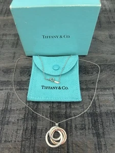 TIFFANY & CO. 1837 INTERLOCKING CIRCLES PENDANT NECKLACE STERLING SILVER .925 - Picture 1 of 6
