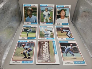 1974 Topps Baseball Montreal Expos Lots Of 9 Cards EX-MT Condition - Picture 1 of 10