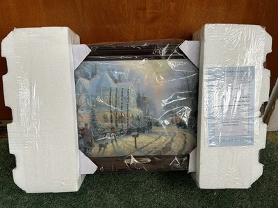 Thomas Kinkade A Holiday Gathering Canvas Framed Lights Illuminated - Image 1 of 4