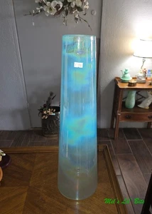 Blue Irridescent Tall Glass Decorative Vase - Picture 1 of 4
