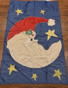 Bandera Vintage Vacaciones Media Luna Santa Estrellas y Cielo Azul 30 X 50 Navidad - Imagen 1 de 5