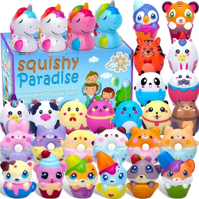 Paquete de 30 Juguetes Squishy para Niños Favores de Fiesta a Granel, Kawaii Animales Squishies Pack U Foto 1 de 4