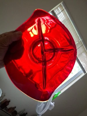 Vintage Hand Made Red Glass Relish Dish Ground Base Bubbles Swirls  - Image 1 of 4