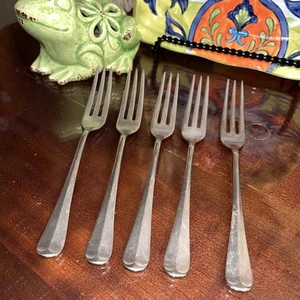 5 Cooper Bros QUEEN ANNE Satin Edelstahl ENGLAND 3 Zinken Salat Obst Gabeln - Bild 1 von 5