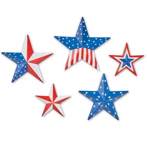 Collections Etc Metal Patriotic Star Wall Art - Set of 5 - Picture 1 of 2