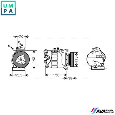 COMPRESSOR AIR CONDITIONING VOAK143 FOR FORD MONDEO/IV/Turnier S-MAX  VOLVO - Image 1 of 4