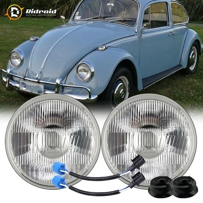 Par de faros redondos de 7" carcasa ASPECTO CLÁSICO ORIGINAL para VW Escarabajo 1950-1979 Foto 1 de 4