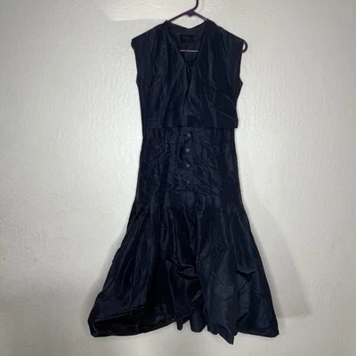 Vestido Pauline Trigere Negro Cintura Caída Botón Frontal Lazo Para Mujer’s S PLS LEER Foto 1 de 4