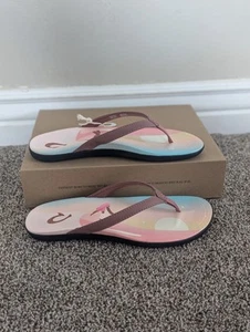 Size 7 Women's OluKai Ho'opio Pae Ash Rose Slip On Flip Flop Thong Sandals - Picture 1 of 9