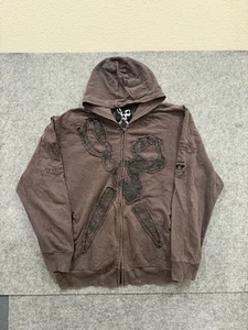 Vintage Mark Ecko Unltd Cut & Sew Patch Grunge Y2K Full Zip Hoodie Skate Punk XL - Picture 1 of 5