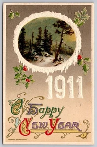 Antique Postcard Winsch Happy New Year 1911 Embossed Winter Posted Toledo OH - Picture 1 of 2
