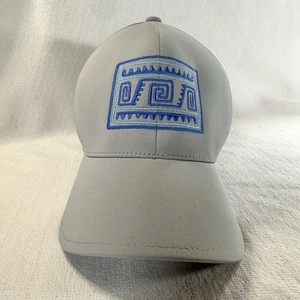Gray Baseball Hat  Blue Geometric Southwest Embroidery – FlexFit Size S/M - Picture 1 of 7