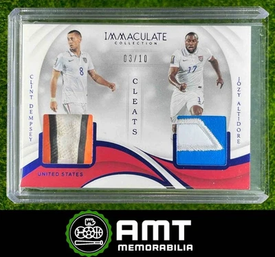 2018 Panini Immaculate Clint Dempsey Jozy Altidore Cleat Combos Sapphire 3/10 - Image 1 of 3