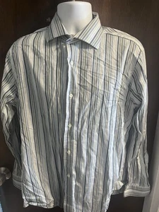 Men’sEXPRESS Blue Striped "Casual Fit" Long Sleeve Button Shirt Size Large - Picture 1 of 6