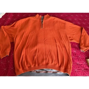 Suéter Pullover Tommy Bahama Para Hombres Naranja Cuarto Cremallera Talla XL Informal - Imagen 1 de 9