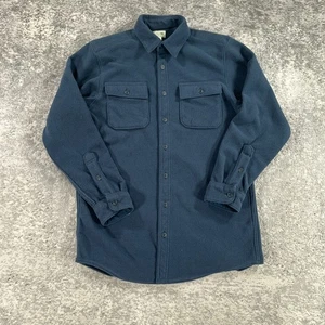 LL Bean Shirt Jacket Mens Medium Tall Blue Fleece Button Up Long Sleeve Shacket - Picture 1 of 12