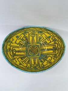 Alessio Tasca Mancioli Raymor Yellow Turquoise Italian MCM Ceramic Bowl - Picture 1 of 14