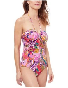 Profile By Gottex Tropikaia Bandeau Halter One-Piece Women's Size 12 NWT 💚 - Picture 1 of 5