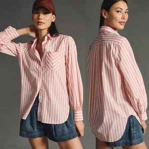 RAG & BONE Maxine Hemd gestreift koralle Baumwolle Knopfleiste Größe Medium - Bild 1 von 8