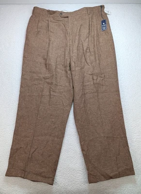 Pantalones de vestir de lino Sean John para hombre 42x30 marrón nuevo con etiquetas plisados delanteros calce relajado Foto 1 de 4