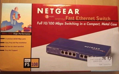 NETGEAR FS108NA 8-Port 10/100 Fast Ethernet Switch IN A COMPACT METAL CASE - Image 1 of 4