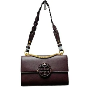 Borsa a tracolla Tory Burch Miller piccola in pelle con patta Tempranillo rosso marrone rara nuova - Foto 1 di 12