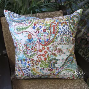 24X24 Large Indian Pillow Cushion Cover Decorative Floral Kantha Cushion Covers - Picture 1 of 4