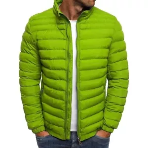 Men Quilted Jacket Zip Up Bubble Plain Padded Puffer Winter Warm Outerwear Coat∂ - Picture 1 of 19