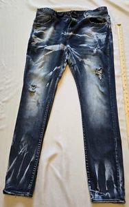 Akoo RN 98011 Vintage SIZE 38x30 Men's Jeans Distressed Splatter Hip Hop Y2K - Picture 1 of 22