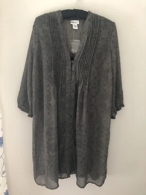 Motherhood Maternity Lined Button Up Dress M Sheer Pin Tuck Green 1/2 Sleeve - Image 1 of 4