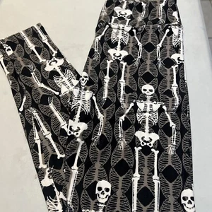 LuLaRoe Leggings Adolescentes Halloween Niños Esqueletos Huesos Negro Gris Suave #645 - Imagen 1 de 3