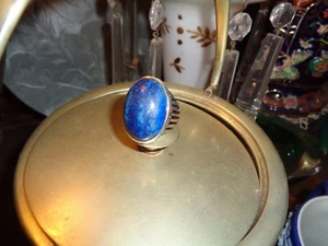 Anello da uomo: cabochon argento sodalite (blu) con cornice fatta a mano sterling personalizzata-wow - Foto 1 di 12