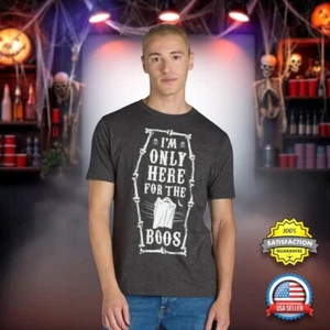 MENS SMALL I’m Only Here for the Boos Halloween Ghost Coffin Graphic Tee T-Shirt - Picture 1 of 15
