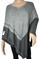NHZ- Exclusive Cashmere Poncho Grey & Charcoal Color-Himalayan Cashmere Poncho