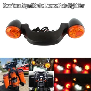 Rear Brake LED License Plate Light Bar Turn Signal Black For Harley Touring FLHX - Picture 1 of 12